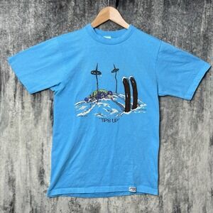 Vintage Tips Up Ski CARTOON by GARY PATTERSON Crazy Shirt Hawaii M Single Stitch